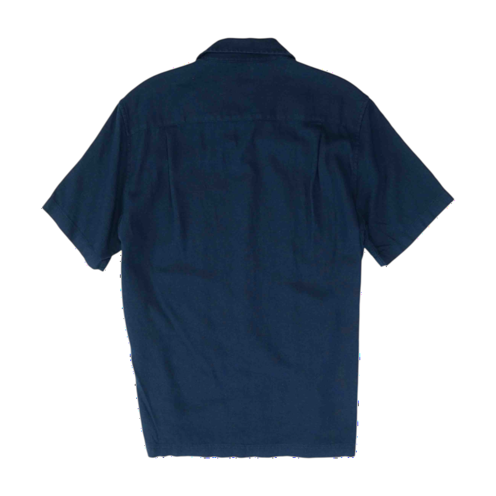 Navy Solid Short Sleeve Button Down