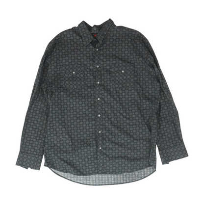 Black Graphic Long Sleeve Button Down