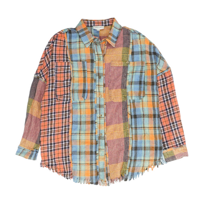 Multi Plaid Flannel Button Down