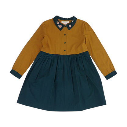 Teal Color Block Dress
