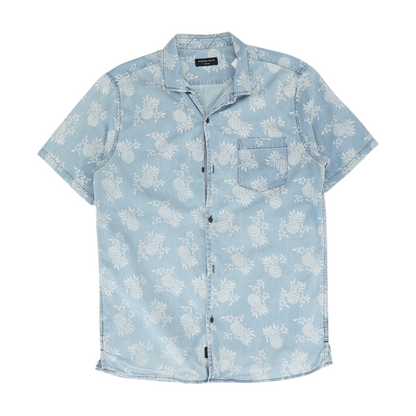 Blue Print Short Sleeve Button Down