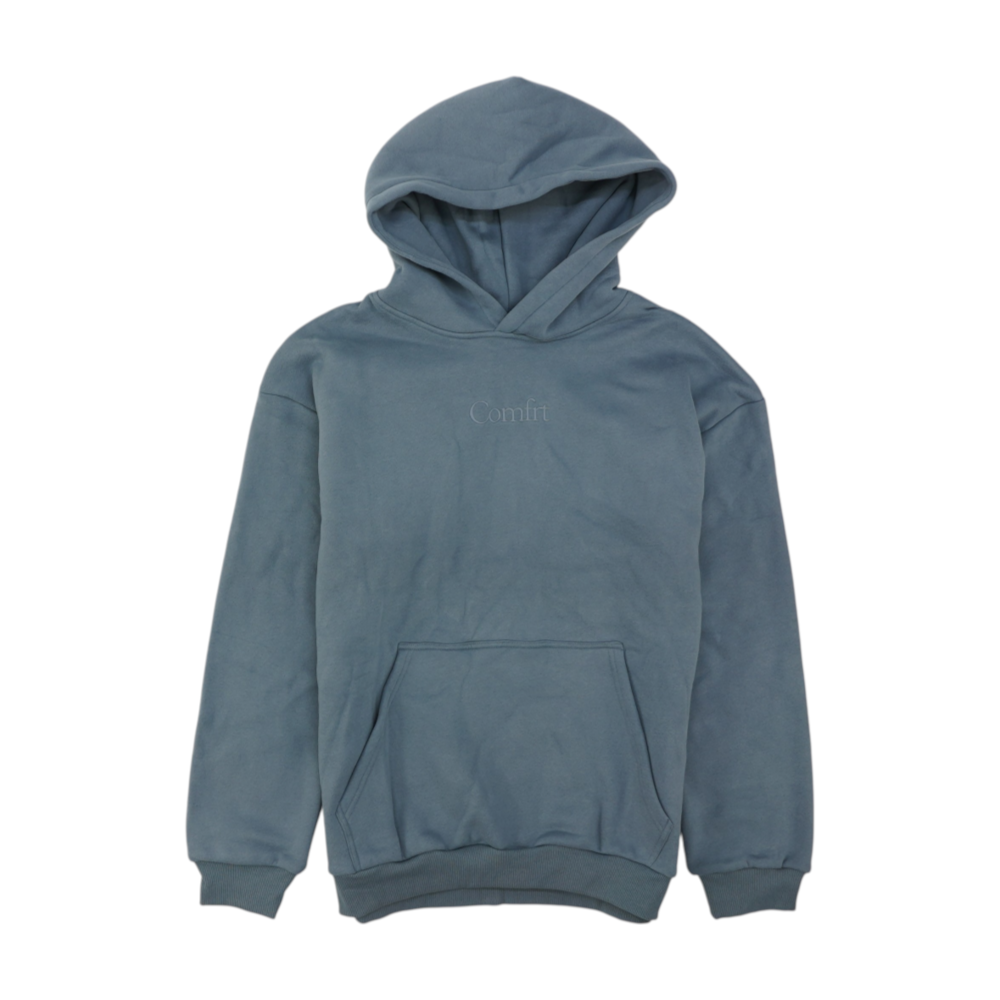 Blue Solid Hoodie Pullover