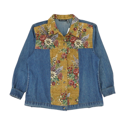 Tan Floral Denim Button Down