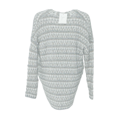 Gray Striped Cardigan Sweater