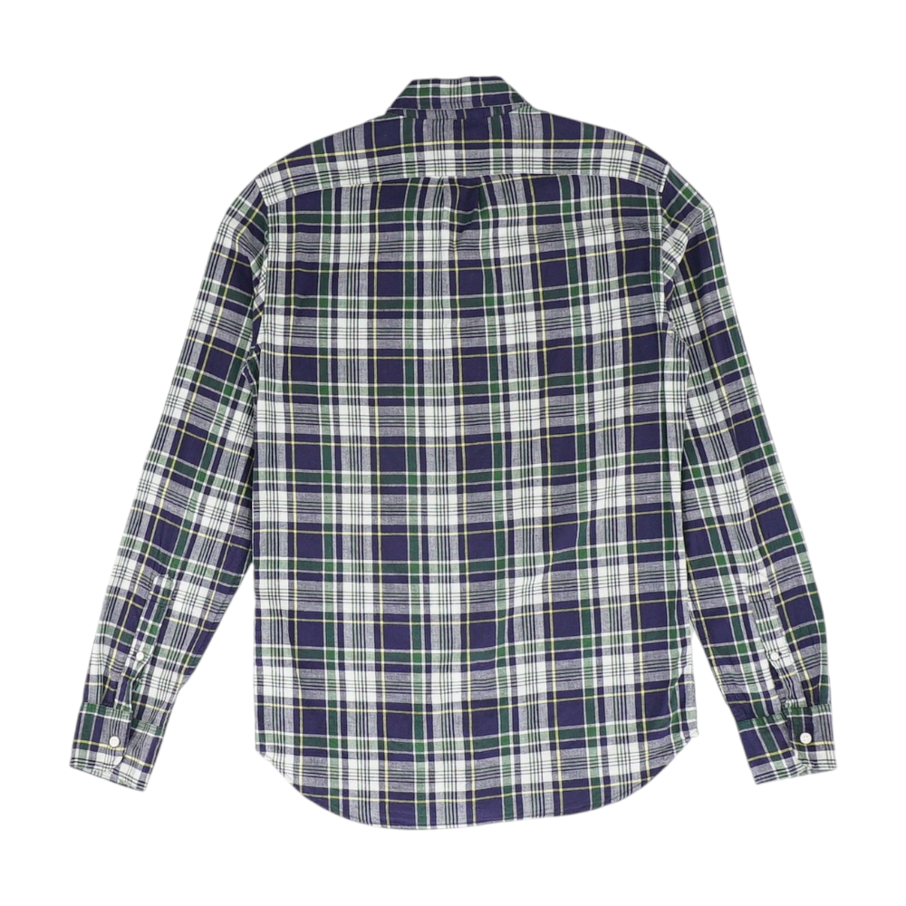 Navy Plaid Long Sleeve Button Down