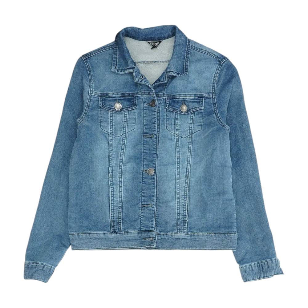 Blue Petite Solid Denim Jacket