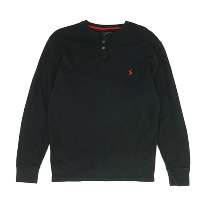 Black Solid Henley T-Shirt