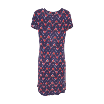 Navy Print Midi Dress