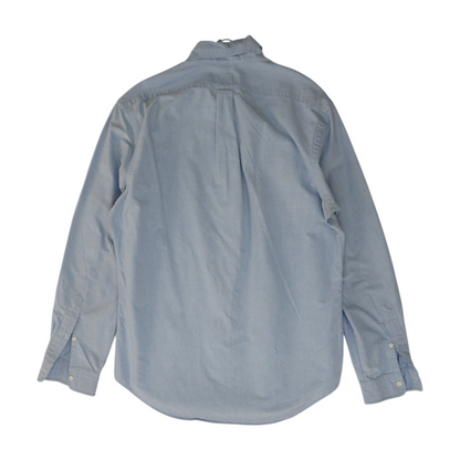 Blue Solid Long Sleeve Button Down