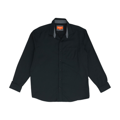 Black Solid Long Sleeve Button Down