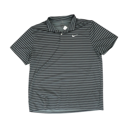 Gray Striped Short Sleeve Polo