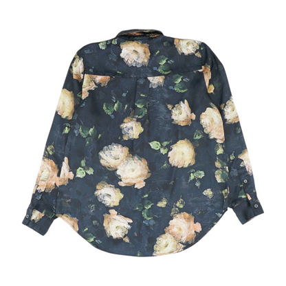 Black Floral Button Down