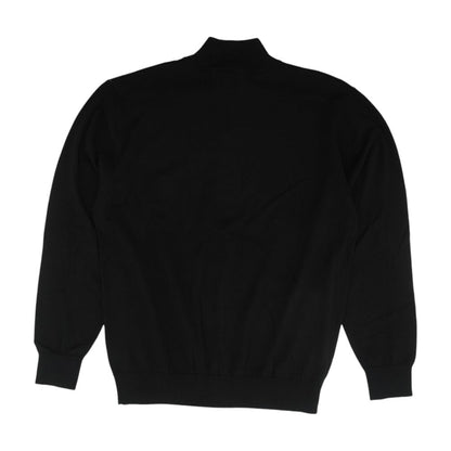 Black Solid Full Zip Sweater