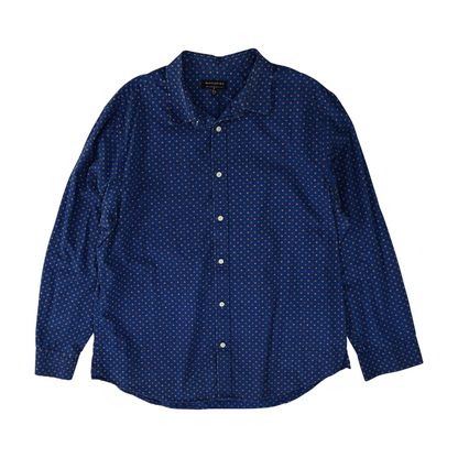 Navy Geometric Long Sleeve Button Down