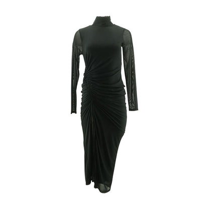 Black Solid Midi Dress