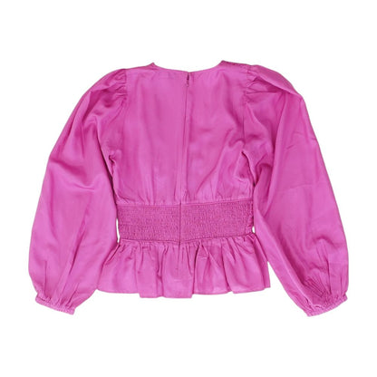 Pink Solid Long Sleeve Blouse