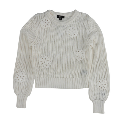 White Floral Pullover Sweater
