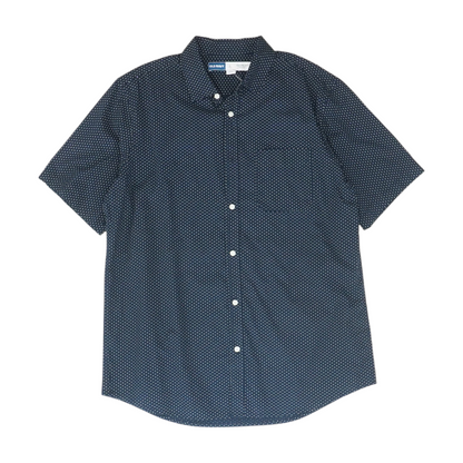 Navy Tall Polka Dot Short Sleeve Button Down