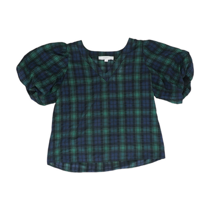 Navy Plaid Blouse