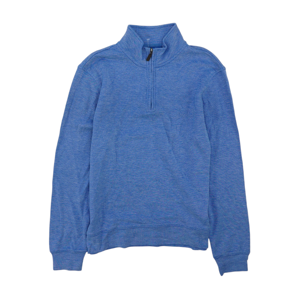 Blue Solid 1/4 Zip Pullover