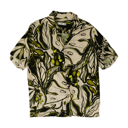 Beige Tropical Short Sleeve Button Down