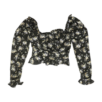 Black Floral Long Sleeve Blouse