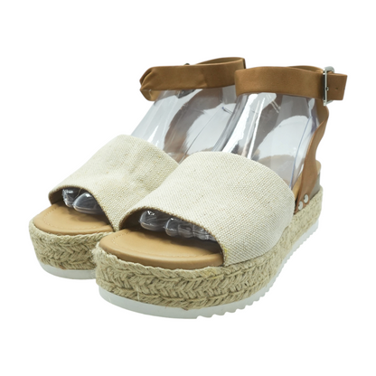 Beige Wedged Sandals