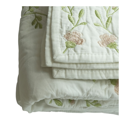Floral Embroidery Quilt Set