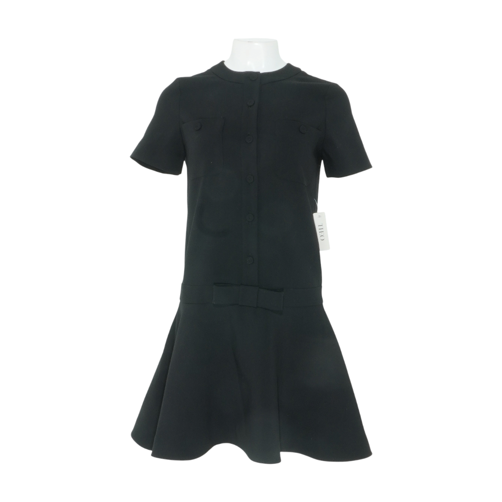 Black Daphne Fluted Mod Dress