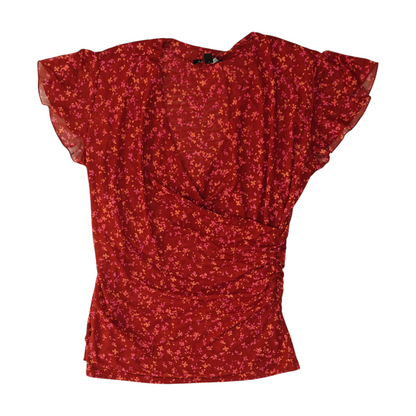 Red Floral Blouse