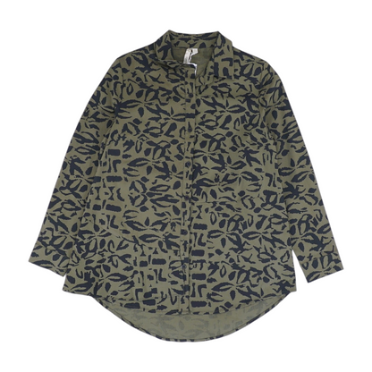 Olive Print Button Down