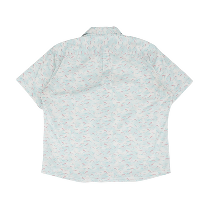 Blue Graphic Short Sleeve Button Down
