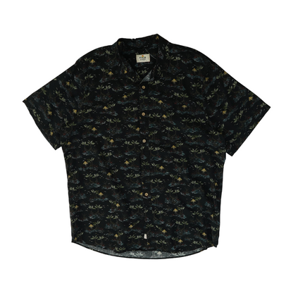 Black Graphic Short Sleeve Button Down