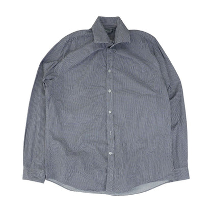Navy Geometric Long Sleeve Button Down