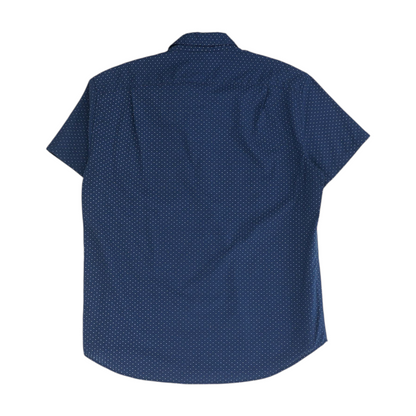 Navy Polka Dot Short Sleeve Button Down