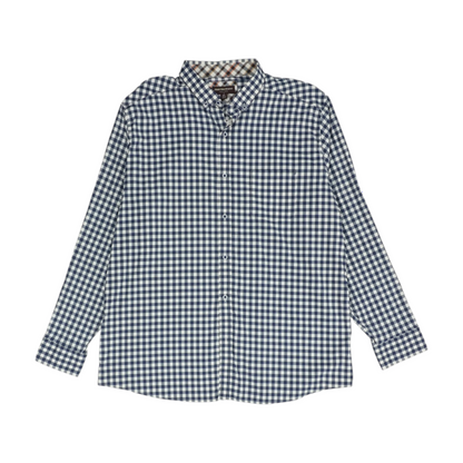 Navy Check Long Sleeve Button Down
