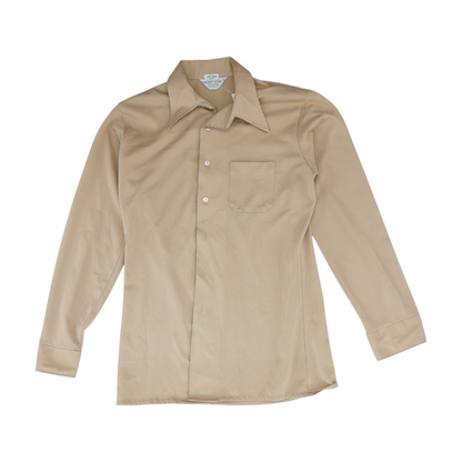 Tan Solid Long Sleeve Button Down