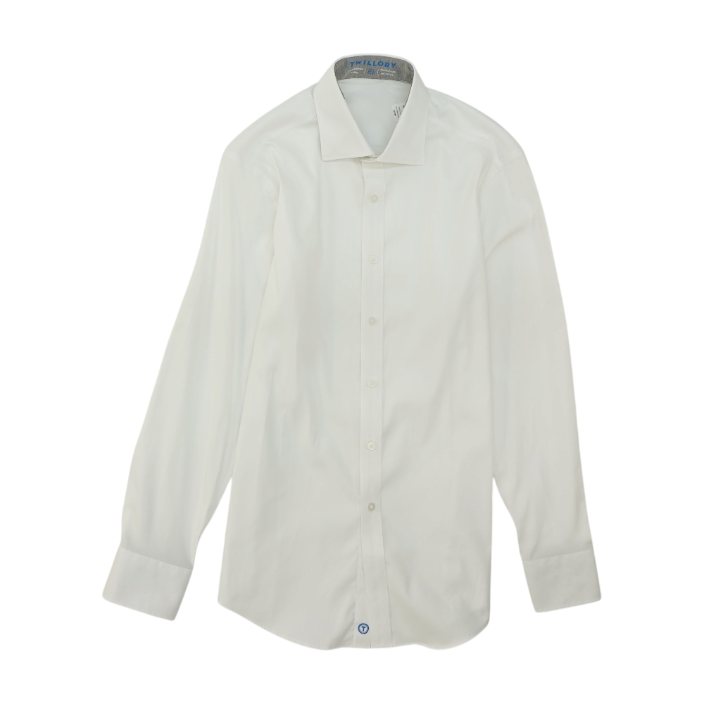 White Solid Long Sleeve Button Down