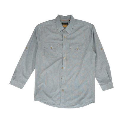 Blue Solid Outdoor Button Down