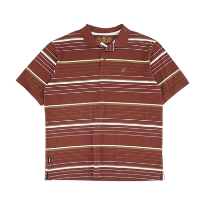 Brown Striped Short Sleeve Polo