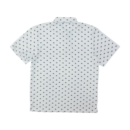 White Print Short Sleeve Polo