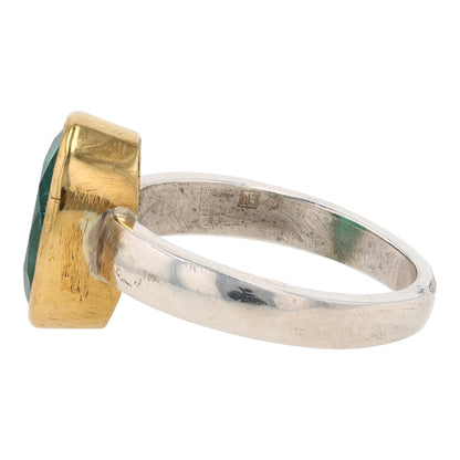 Sterling Silver Green Stone Fashion Ring