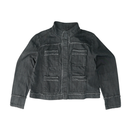 Gray Petite Solid Denim Jacket