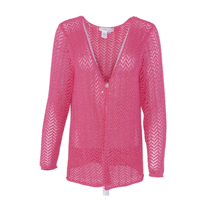 Pink Chevron Cardigan Sweater