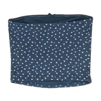 Navy Print Cropped Blouse