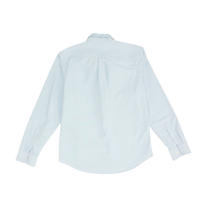 Blue Solid Long Sleeve Button Down