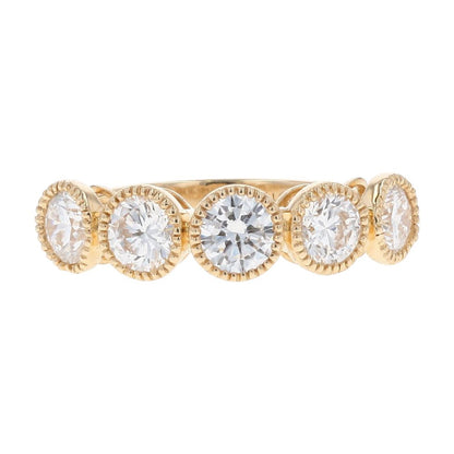 2 Ct 14K Gold Beaded Bezel Set Round Lab Grown Diamond Band
