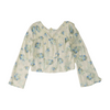 White Floral Cropped Blouse