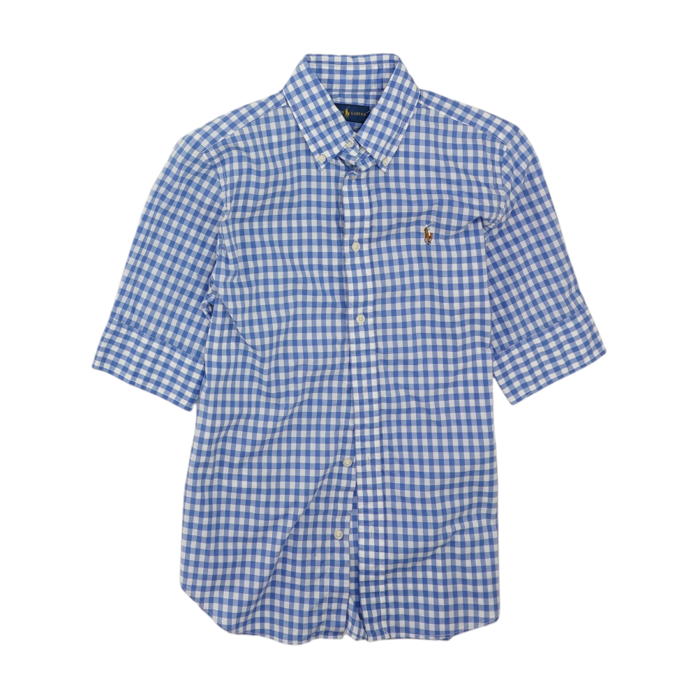 Blue Check Short Sleeve Button Down