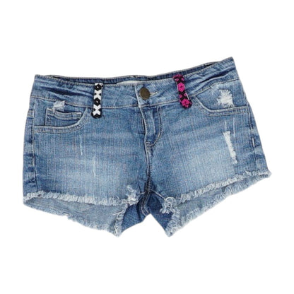 Blue Petite Solid Denim Shorts